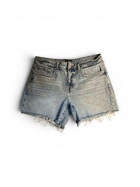 Frayed Hem Light Blue Denim Cutoff Shorts